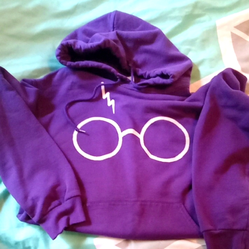 Purple Hoodie with HP Glasses Graphic